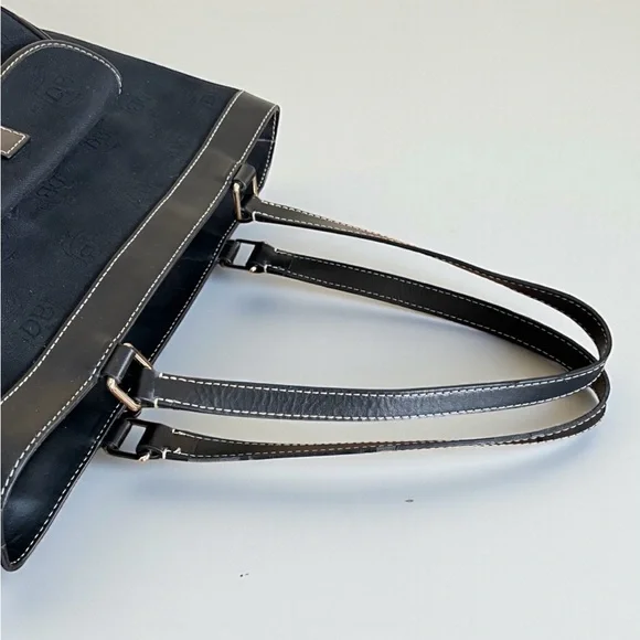 Authentic Dooney & Bourke Black Canvas Tote Bag with Leather Trim! - Picture 8 of 14